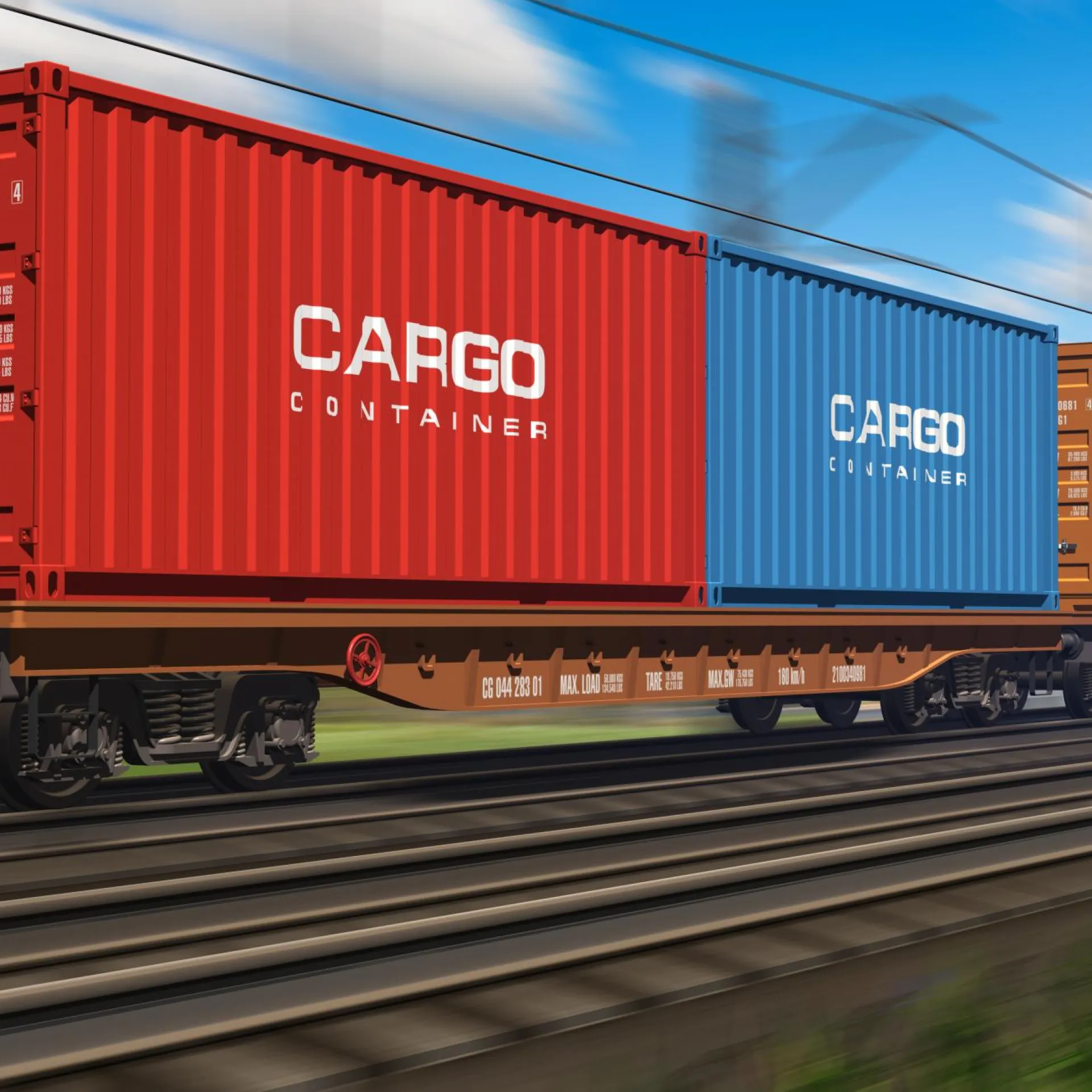 Goederentrein Wagons met de tekst cargo